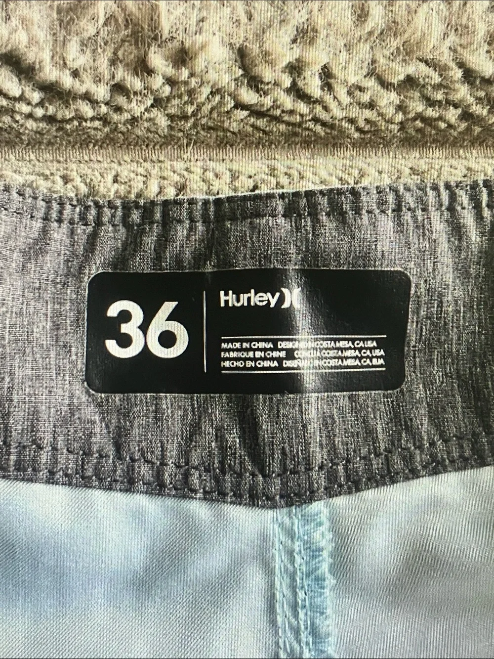 Hurley Light Blue Men’s Swim Trunks with Lace Waist